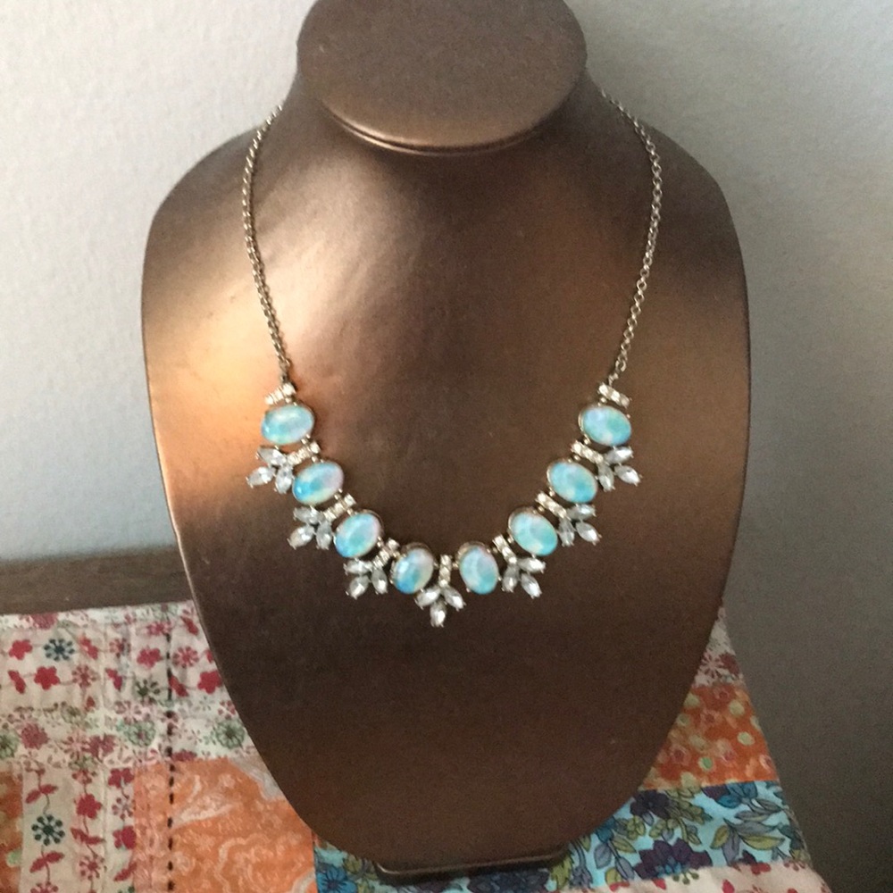 Ice blue crystal opal style necklace